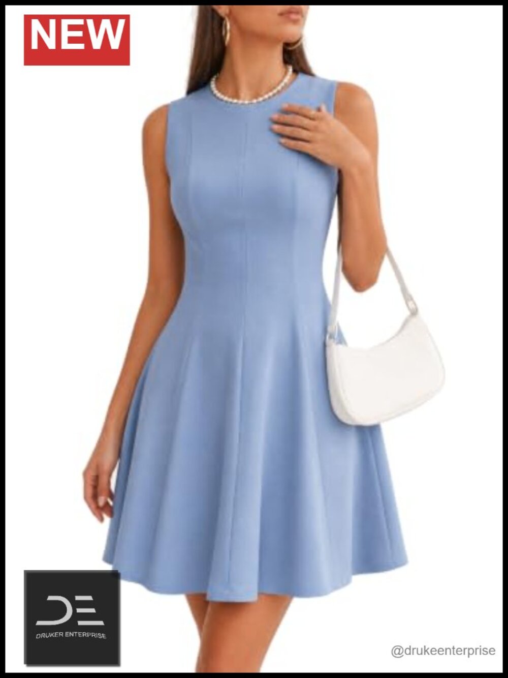 Sleeveless A-Line Dress Princess Seam Above Knee Polyester Spandex